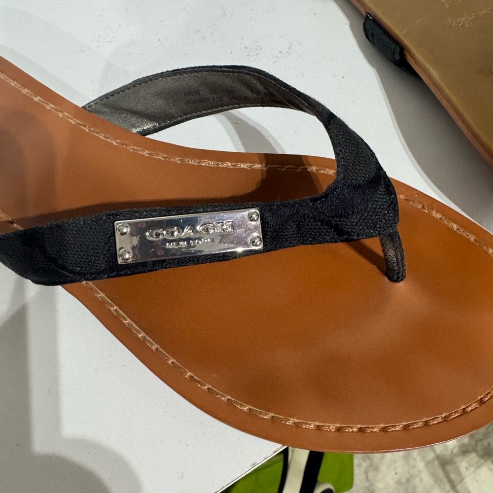 Coach Women's Black and Brown Sandals - Picture 3 of 4
